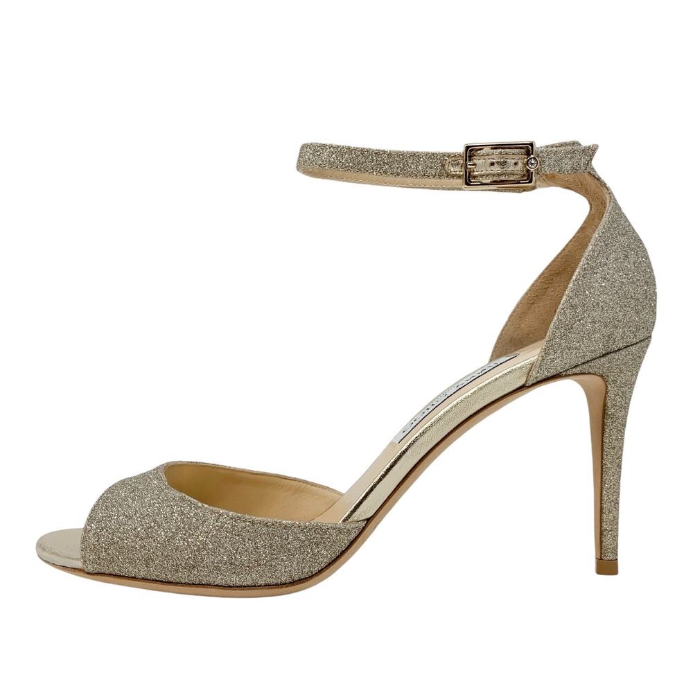 Jimmy Choo Annie 85 Platinum Ice Glitter Heels EU 40
